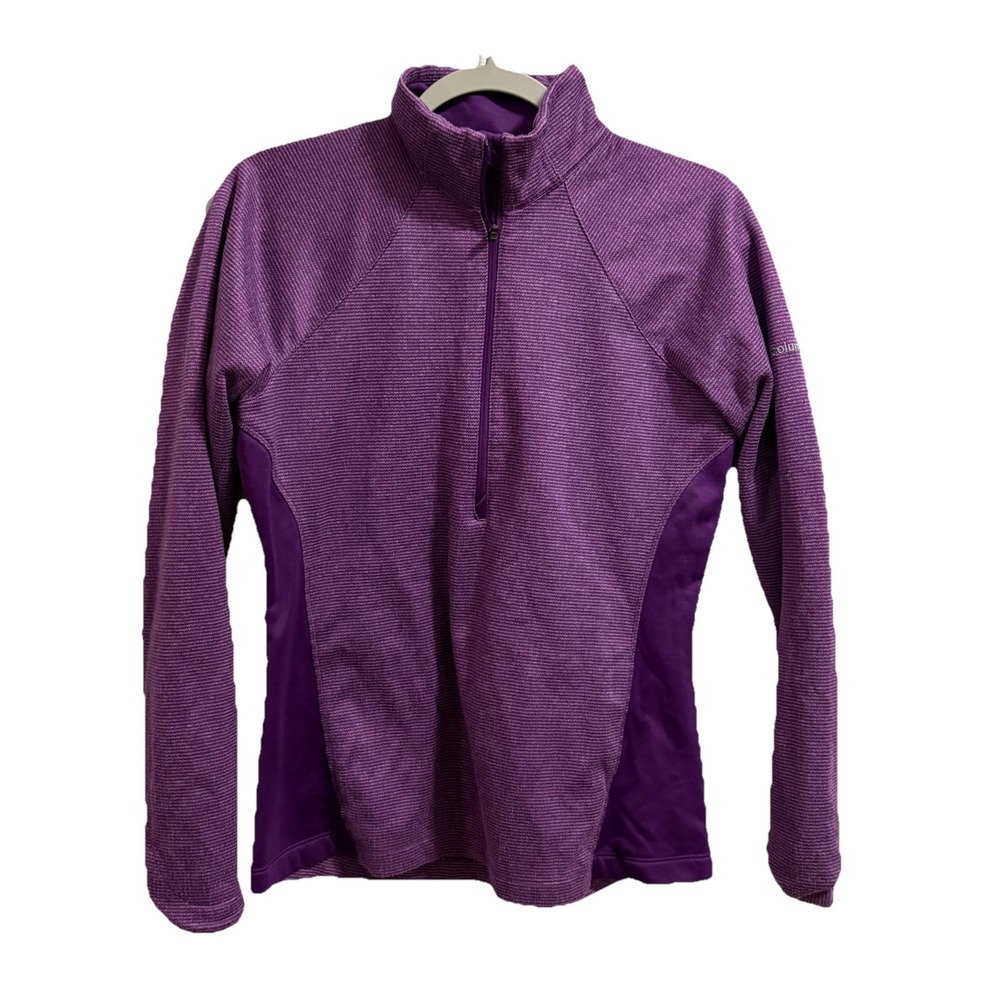 Columbia Half Zip Pullover Mock Neck Activewear Women's M Purple Athletic Stripe